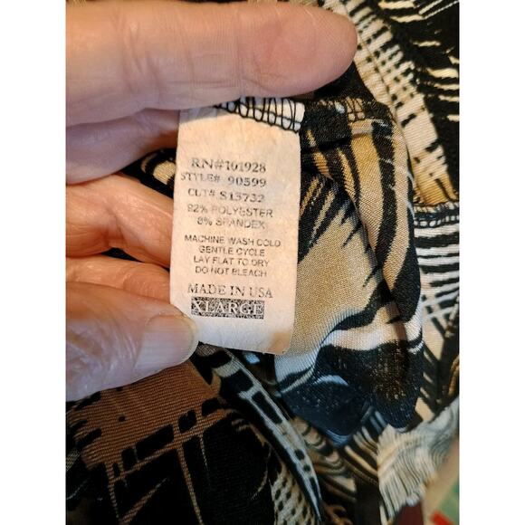 Susan Lawrence Black Gold And White Print Maxi Skirt Front Split Women's Size XL - Picture 6 of 8